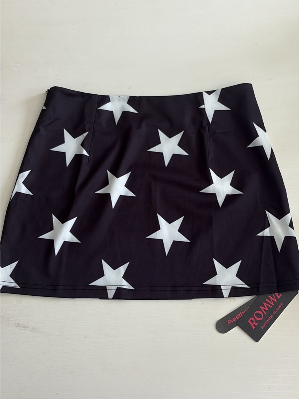 ROMWE Black White Star Print Mini Skirt